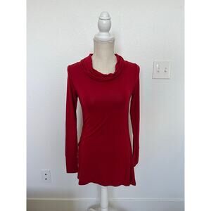 Cuddl Duds Softwear Red Cowl Tunic Top - XS